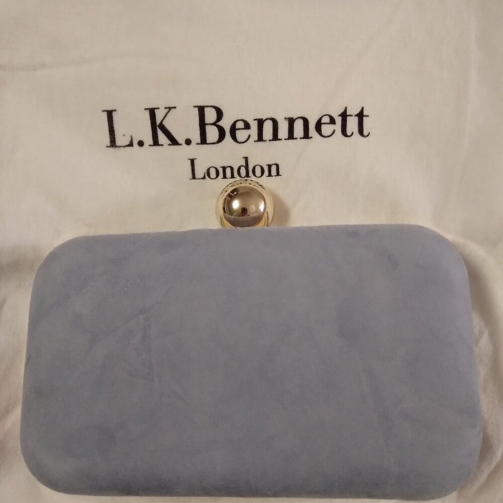 LK Bennett Suede Iside Box Clutch NWT's Pale Blue
